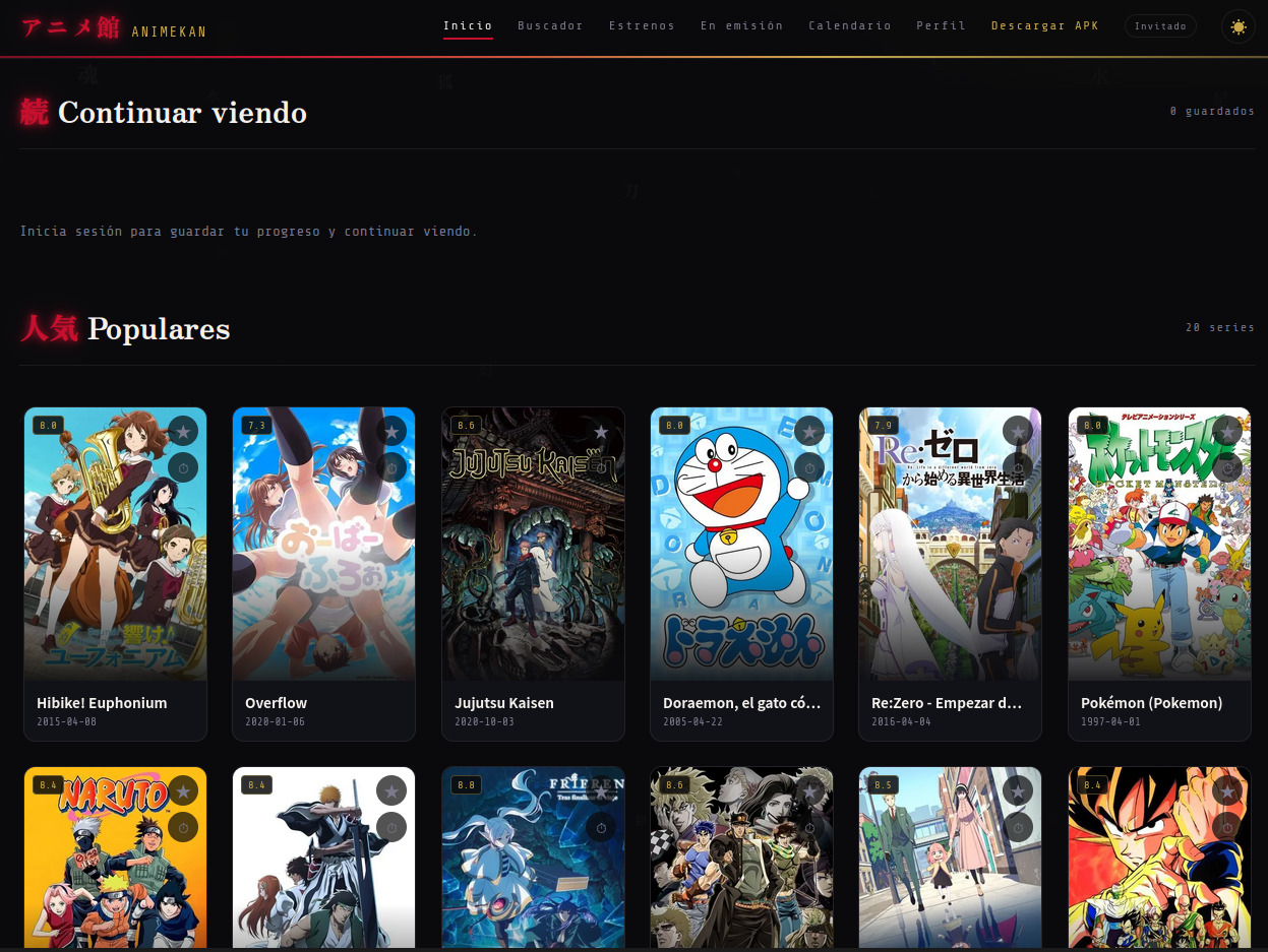 Vista previa AnimeKan — Inicio